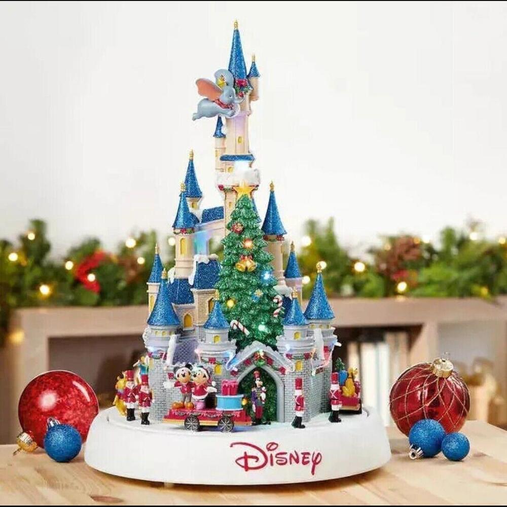 Disney Animated Christmas Holiday Castle Musical Figurine With 8 Songs & Lights